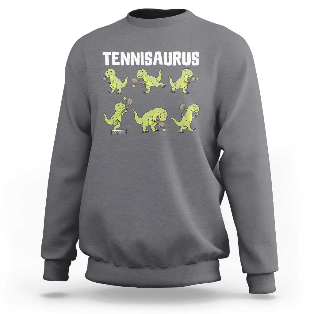 Funny Prehistoric Dinosaur Tennis Player Sweatshirt Gift For Tennis Fans - Wonder Print Shop