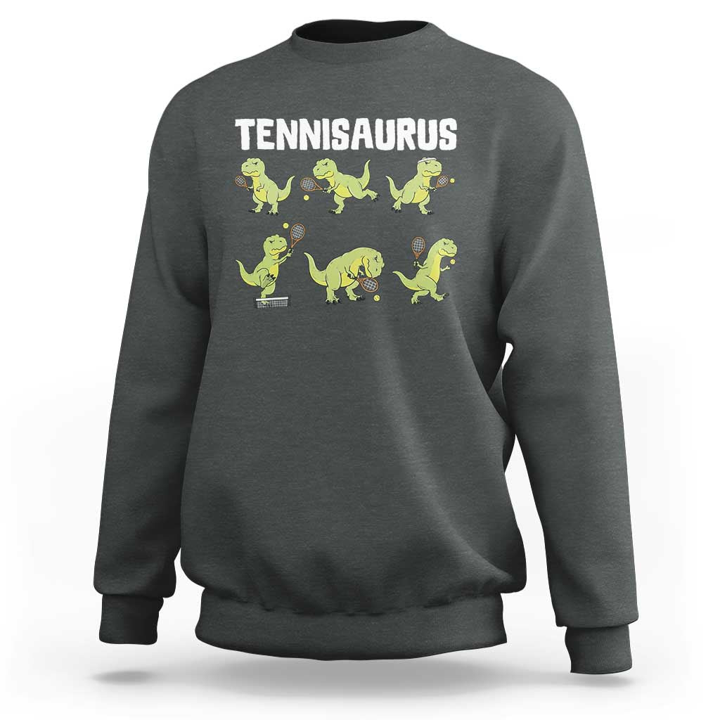 Funny Prehistoric Dinosaur Tennis Player Sweatshirt Gift For Tennis Fans - Wonder Print Shop