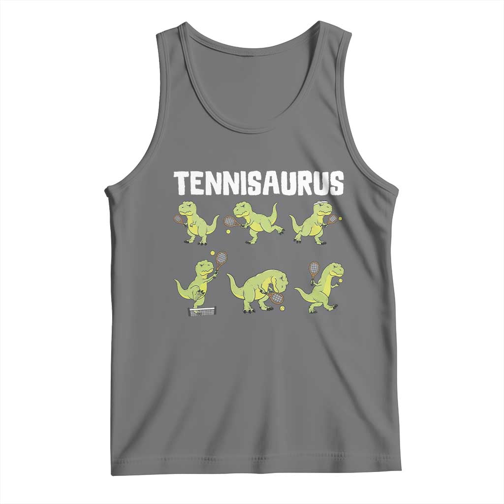 Funny Prehistoric Dinosaur Tennis Player Tank Top Gift For Tennis Fans - Wonder Print Shop