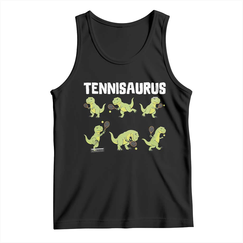 Funny Prehistoric Dinosaur Tennis Player Tank Top Gift For Tennis Fans - Wonder Print Shop