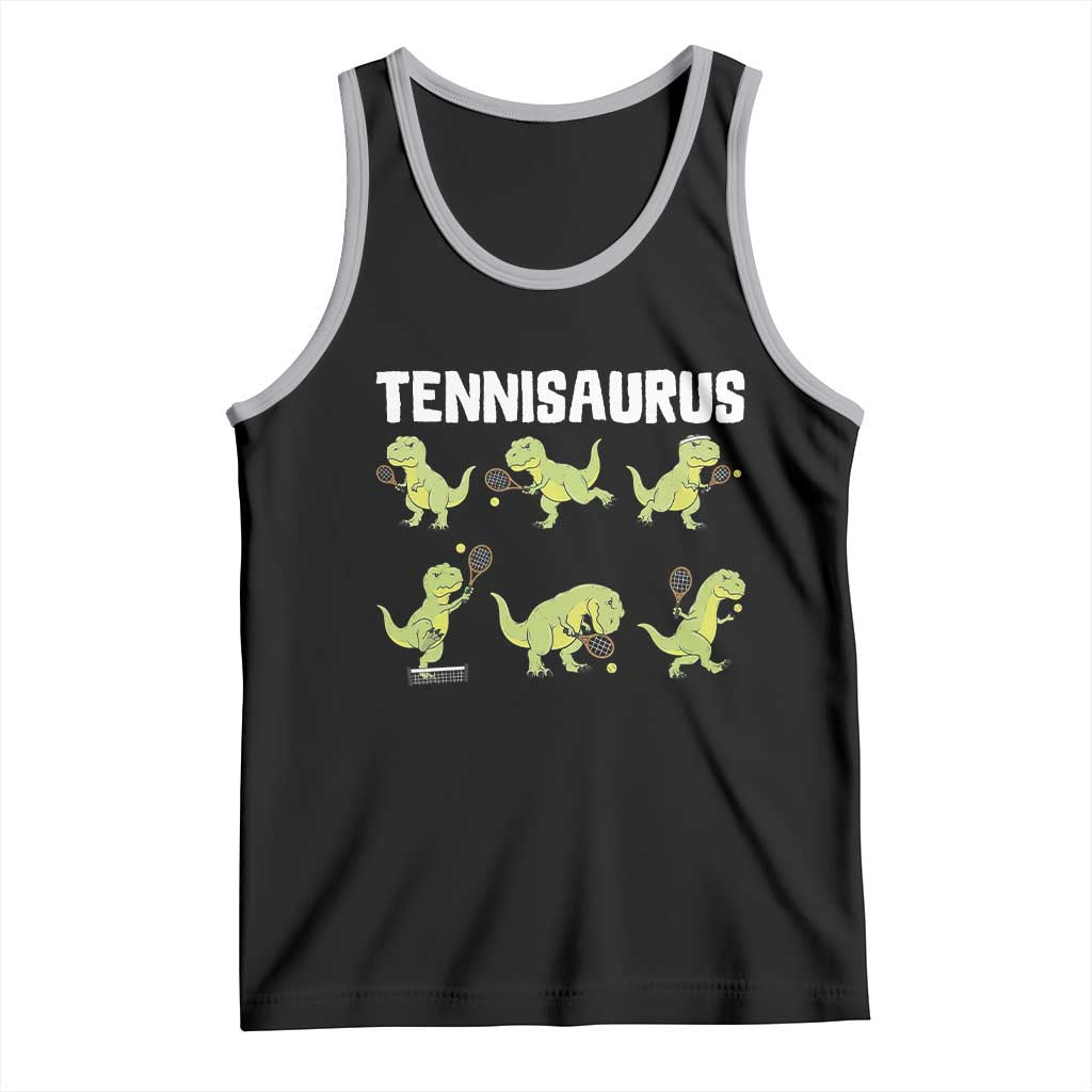 Funny Prehistoric Dinosaur Tennis Player Tank Top Gift For Tennis Fans - Wonder Print Shop