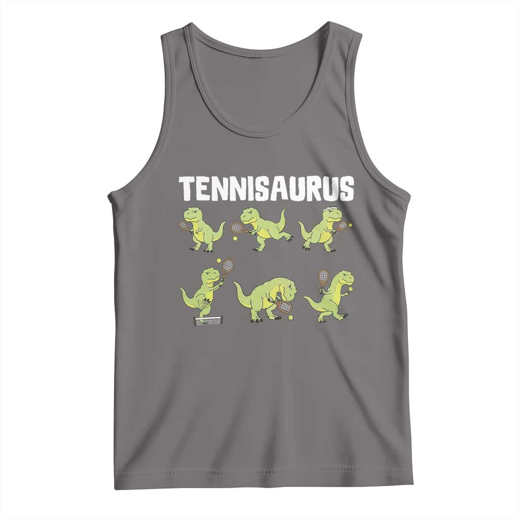 Funny Prehistoric Dinosaur Tennis Player Tank Top Gift For Tennis Fans - Wonder Print Shop