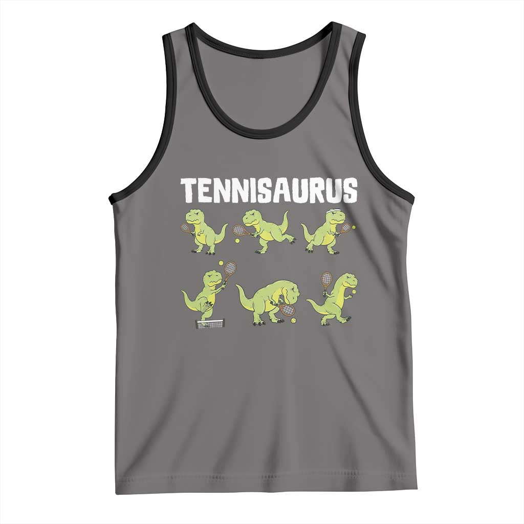 Funny Prehistoric Dinosaur Tennis Player Tank Top Gift For Tennis Fans - Wonder Print Shop
