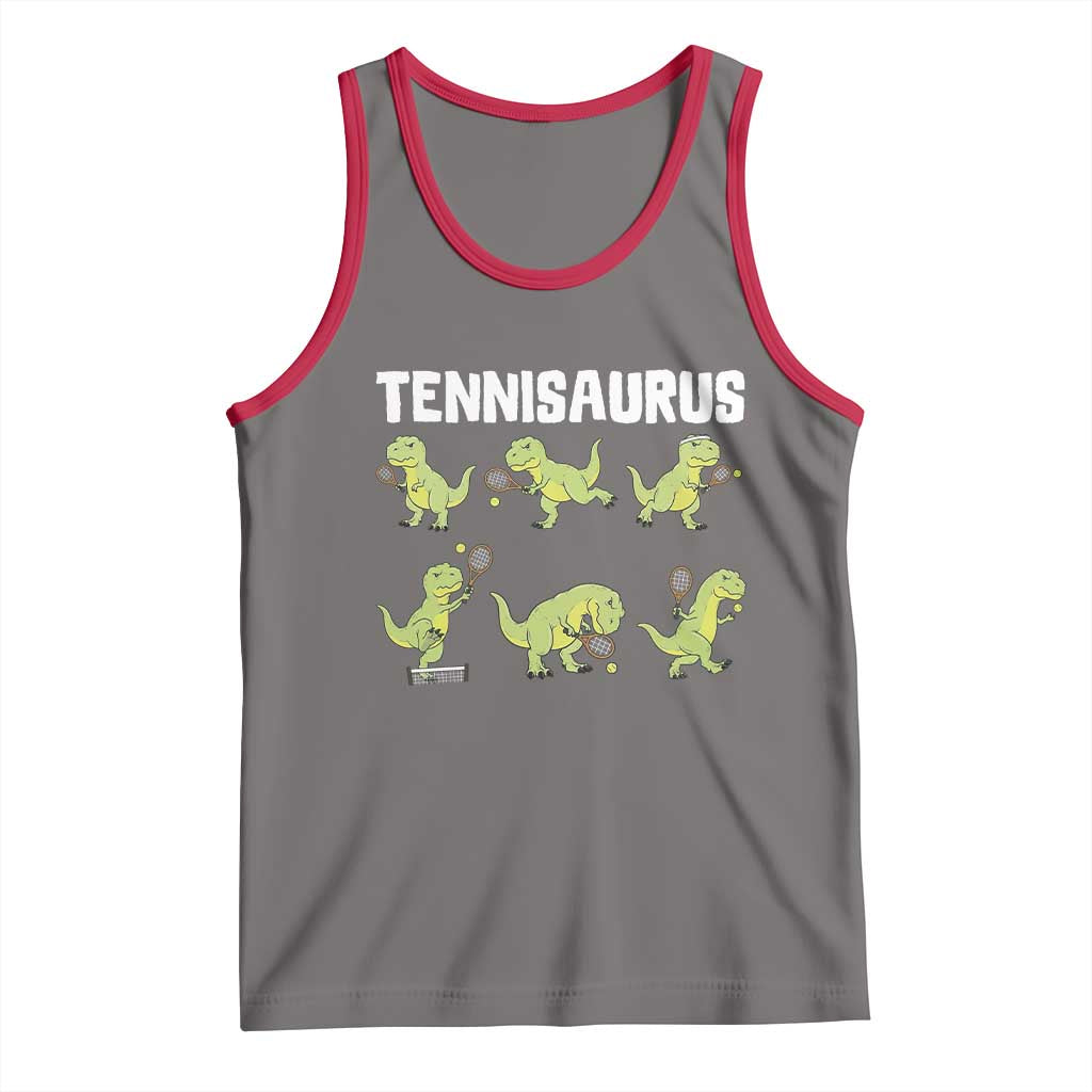 Funny Prehistoric Dinosaur Tennis Player Tank Top Gift For Tennis Fans - Wonder Print Shop