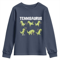 Funny Prehistoric Dinosaur Tennis Player Youth Sweatshirt Gift For Tennis Fans - Wonder Print Shop