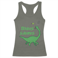 Funny Tennis Dinosaur Tennis Lover Racerback Tank Top Gift For Tennis Fans - Wonder Print Shop