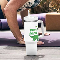 Funny Tennis Dinosaur Tennis Lover Tumbler With Handle Gift For Tennis Fans - Wonder Print Shop