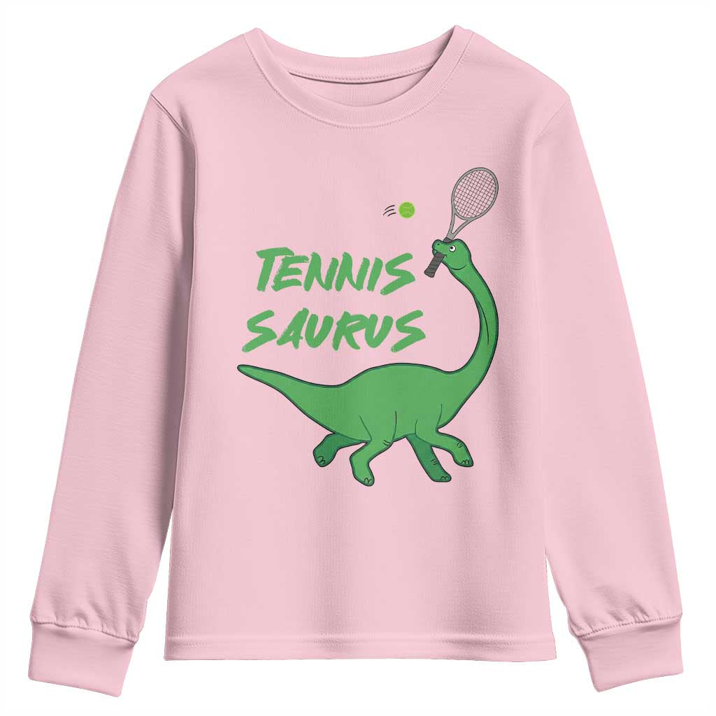 Funny Tennis Dinosaur Tennis Lover Youth Sweatshirt Gift For Tennis Fans - Wonder Print Shop