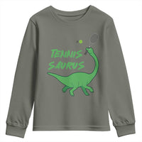 Funny Tennis Dinosaur Tennis Lover Youth Sweatshirt Gift For Tennis Fans - Wonder Print Shop