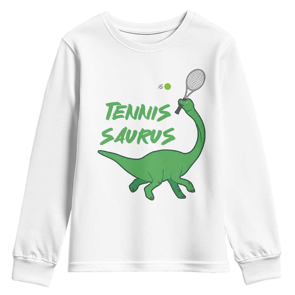 Funny Tennis Dinosaur Tennis Lover Youth Sweatshirt Gift For Tennis Fans - Wonder Print Shop
