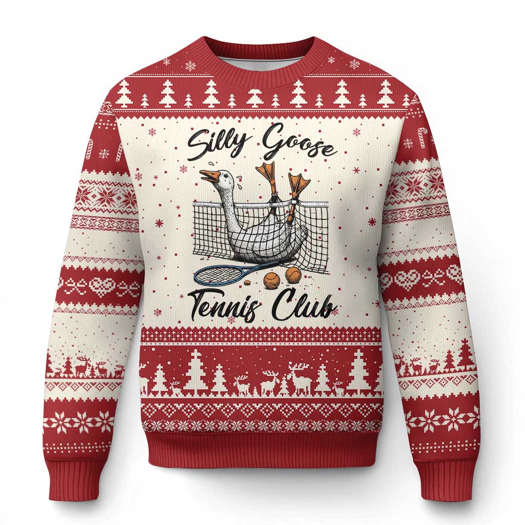 Funny Silly Goose Tennis Club Ugly Christmas Sweater Tennis Lover Gift - Wonder Print Shop