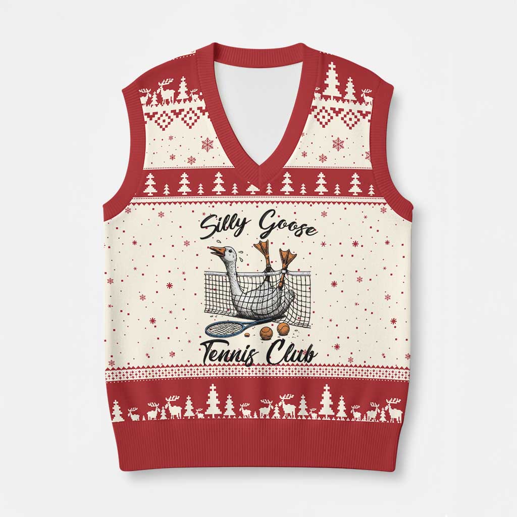 Funny Silly Goose Tennis Club V-Neck Knit Sweater Vest Tennis Lover Gift - Wonder Print Shop