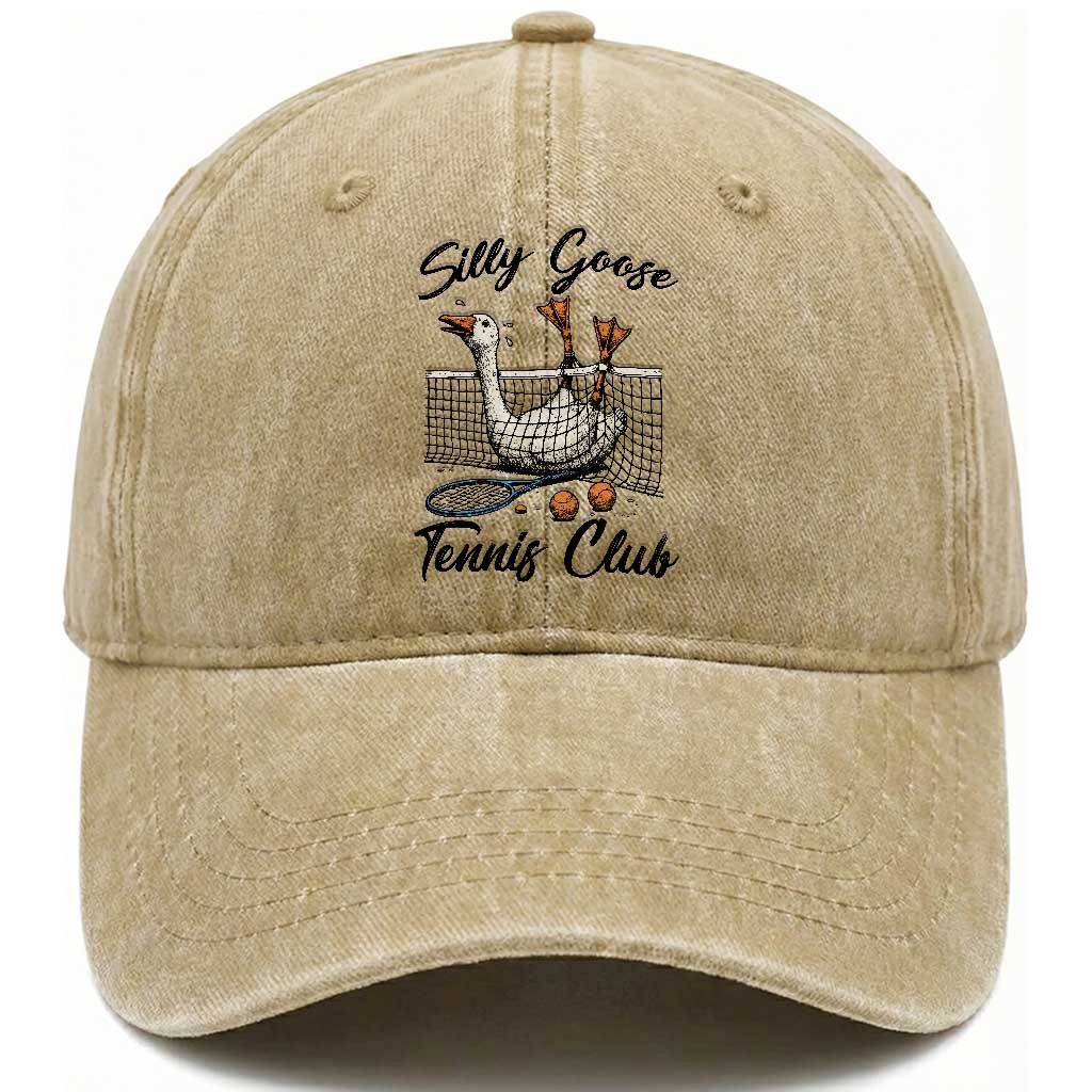 Funny Silly Goose Tennis Club Washed Cotton Baseball Cap Tennis Lover Gift
