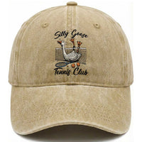 Funny Silly Goose Tennis Club Washed Cotton Baseball Cap Tennis Lover Gift