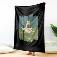 Silly Goose Playing Tennis Throw Blanket Funny Bird Getting Hit By Ball - Wonder Print Shop