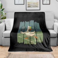 Silly Goose Playing Tennis Throw Blanket Funny Bird Getting Hit By Ball - Wonder Print Shop