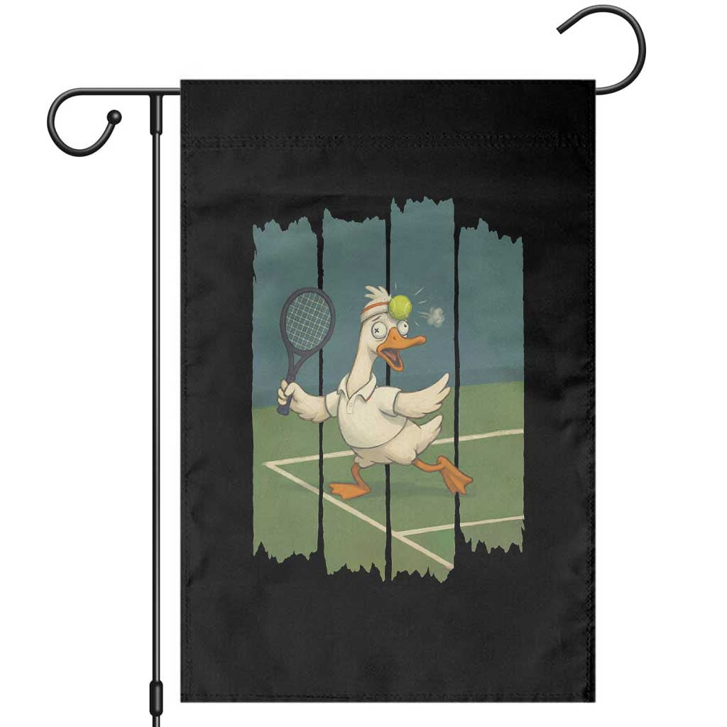 Silly Goose Playing Tennis Garden Flag Funny Bird Getting Hit By Ball - Wonder Print Shop