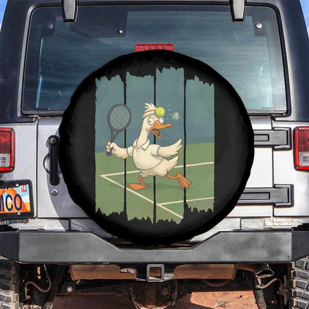 Silly Goose Playing Tennis Spare Tire Cover Funny Bird Getting Hit By Ball - Wonder Print Shop