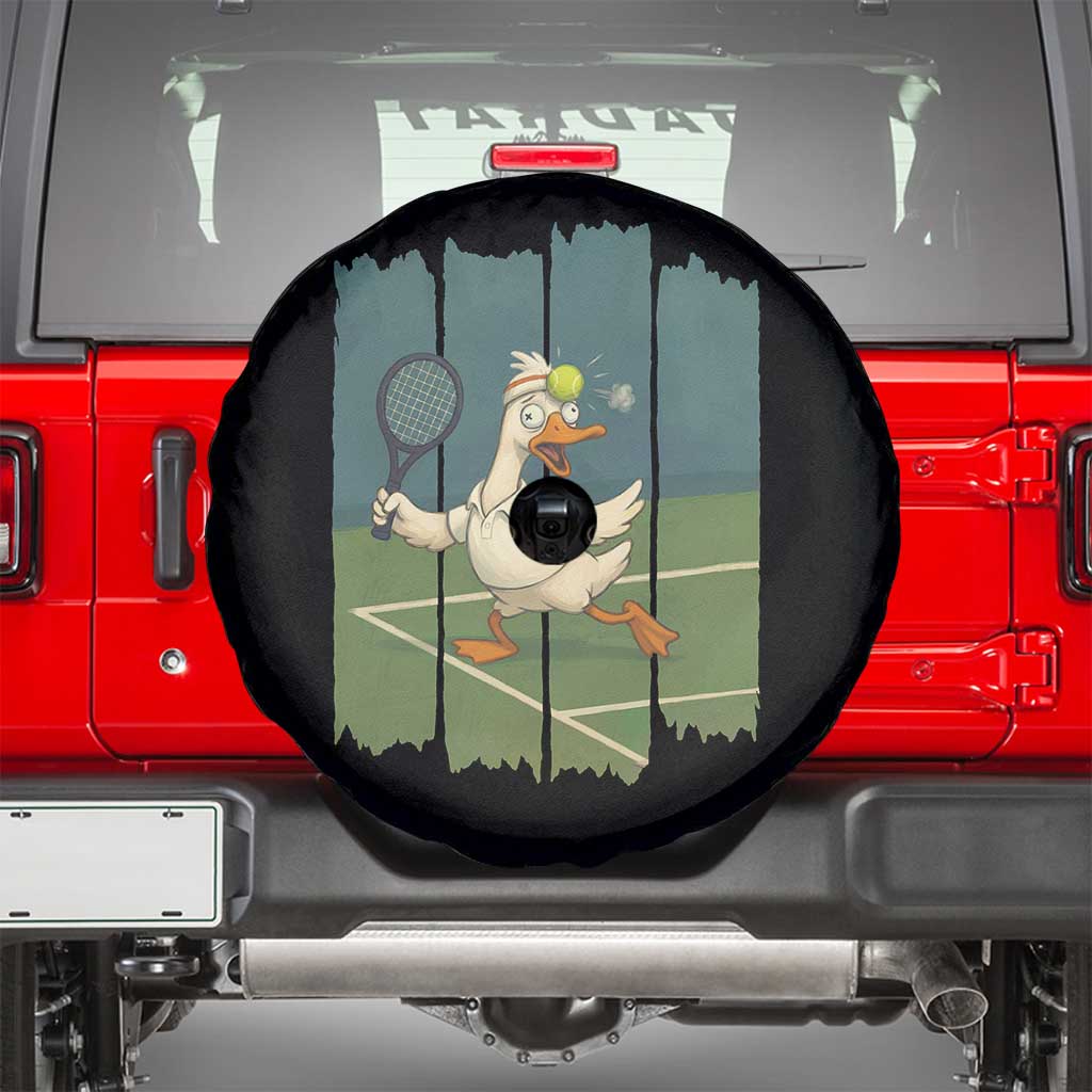 Silly Goose Playing Tennis Spare Tire Cover Funny Bird Getting Hit By Ball - Wonder Print Shop