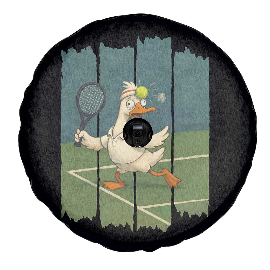 Silly Goose Playing Tennis Spare Tire Cover Funny Bird Getting Hit By Ball - Wonder Print Shop