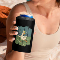 Silly Goose Playing Tennis 4 in 1 Can Cooler Tumbler Funny Bird Getting Hit By Ball - Wonder Print Shop