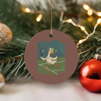 Silly Goose Playing Tennis Ceramic Ornament Funny Bird Getting Hit By Ball - Wonder Print Shop