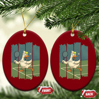 Silly Goose Playing Tennis Ceramic Ornament Funny Bird Getting Hit By Ball - Wonder Print Shop