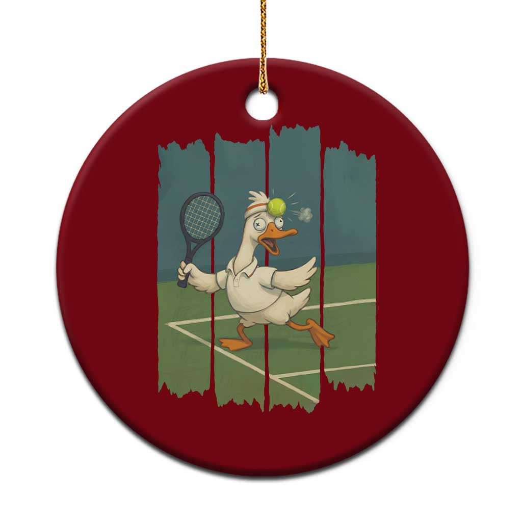 Silly Goose Playing Tennis Ceramic Ornament Funny Bird Getting Hit By Ball - Wonder Print Shop
