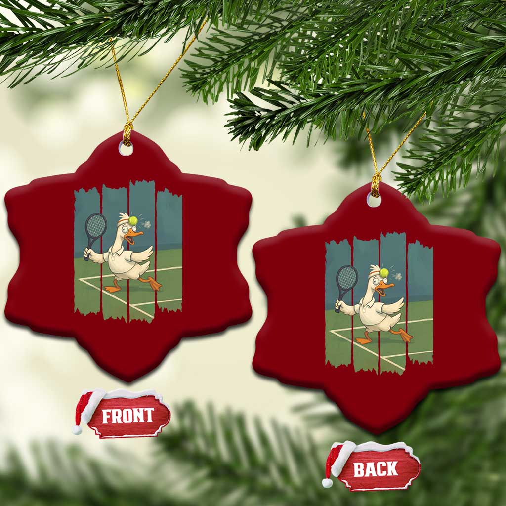 Silly Goose Playing Tennis Ceramic Ornament Funny Bird Getting Hit By Ball - Wonder Print Shop
