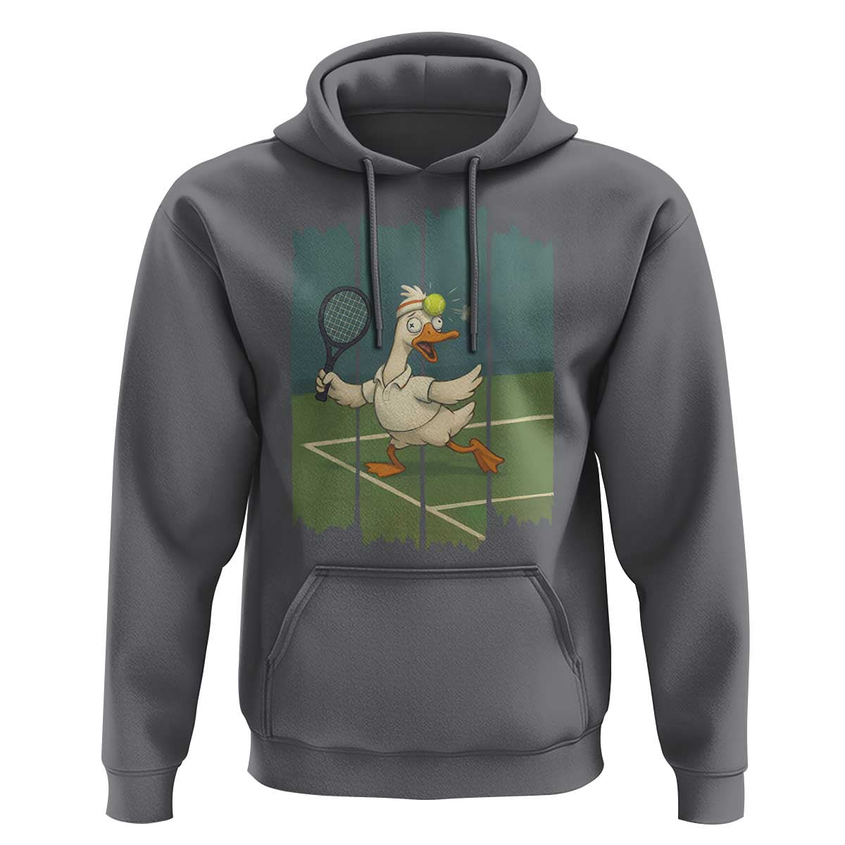 Silly Goose Playing Tennis Hoodie Funny Bird Getting Hit By Ball - Wonder Print Shop