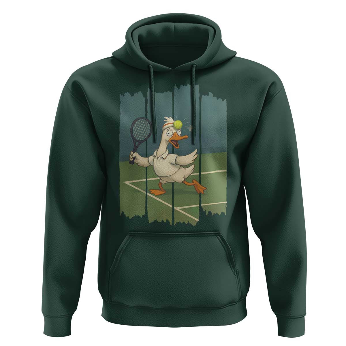 Silly Goose Playing Tennis Hoodie Funny Bird Getting Hit By Ball - Wonder Print Shop
