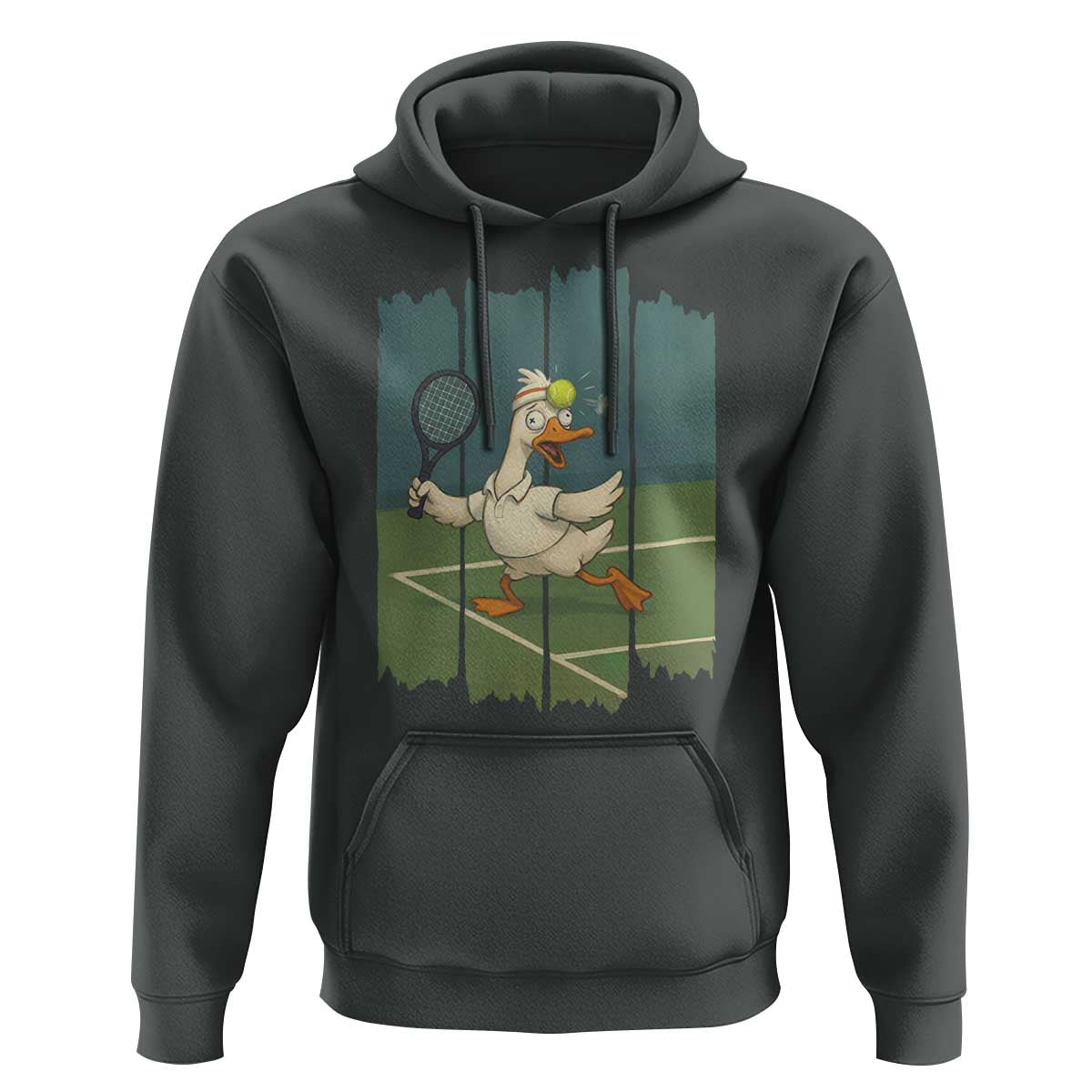 Silly Goose Playing Tennis Hoodie Funny Bird Getting Hit By Ball - Wonder Print Shop