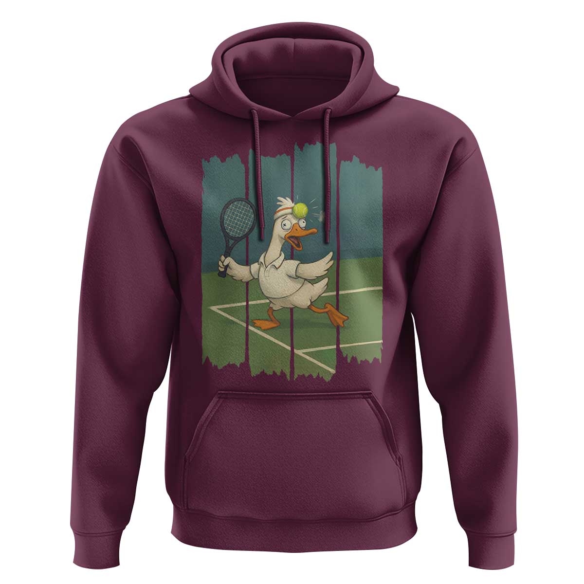 Silly Goose Playing Tennis Hoodie Funny Bird Getting Hit By Ball - Wonder Print Shop
