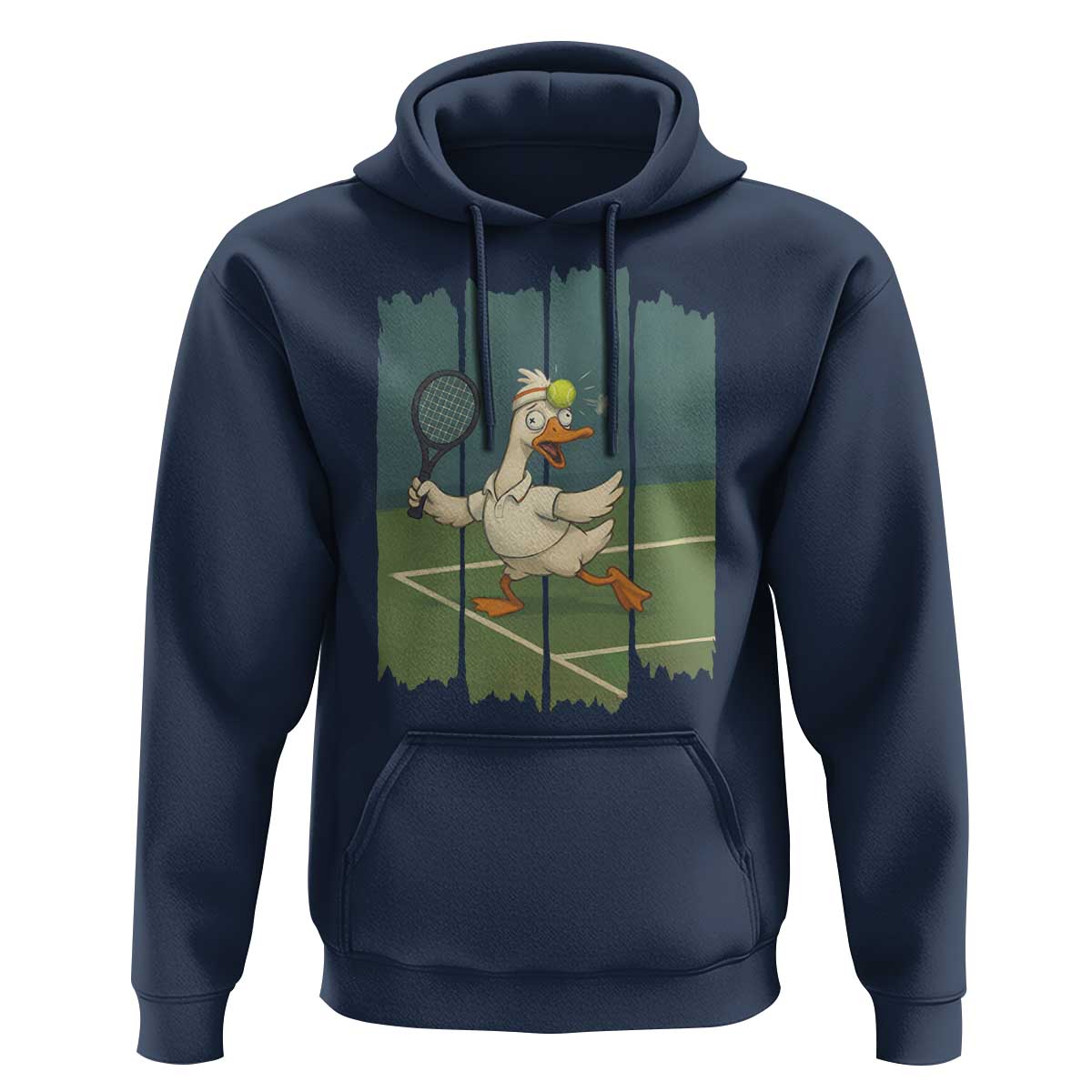 Silly Goose Playing Tennis Hoodie Funny Bird Getting Hit By Ball - Wonder Print Shop