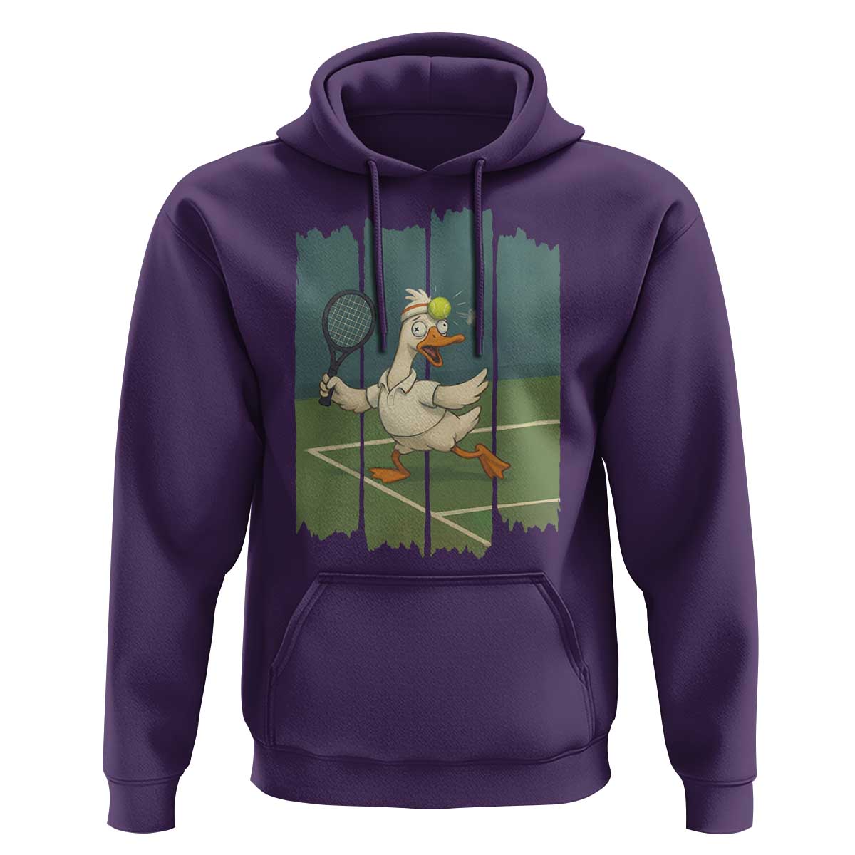 Silly Goose Playing Tennis Hoodie Funny Bird Getting Hit By Ball - Wonder Print Shop