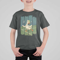 Silly Goose Playing Tennis T Shirt For Kid Funny Bird Getting Hit By Ball - Wonder Print Shop