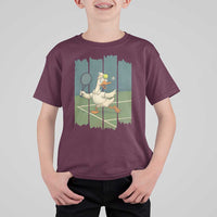 Silly Goose Playing Tennis T Shirt For Kid Funny Bird Getting Hit By Ball - Wonder Print Shop