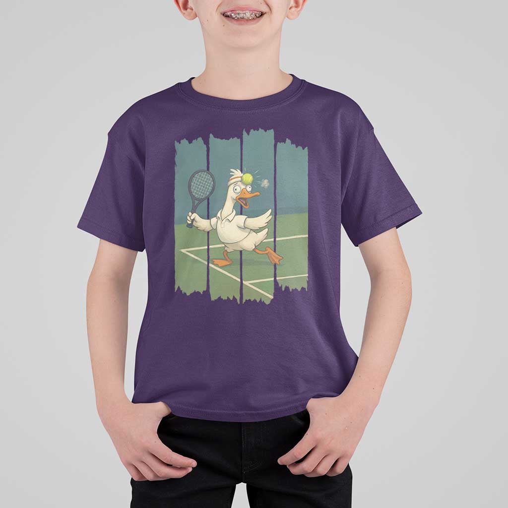 Silly Goose Playing Tennis T Shirt For Kid Funny Bird Getting Hit By Ball - Wonder Print Shop
