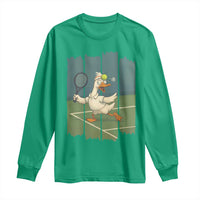 Silly Goose Playing Tennis Long Sleeve Shirt Funny Bird Getting Hit By Ball - Wonder Print Shop