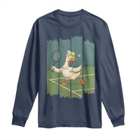 Silly Goose Playing Tennis Long Sleeve Shirt Funny Bird Getting Hit By Ball - Wonder Print Shop