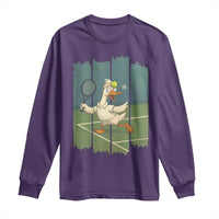 Silly Goose Playing Tennis Long Sleeve Shirt Funny Bird Getting Hit By Ball - Wonder Print Shop