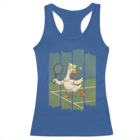 Silly Goose Playing Tennis Racerback Tank Top Funny Bird Getting Hit By Ball - Wonder Print Shop