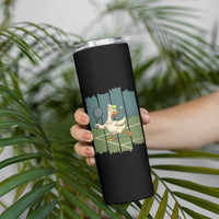 Silly Goose Playing Tennis Skinny Tumbler Funny Bird Getting Hit By Ball - Wonder Print Shop