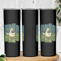 Silly Goose Playing Tennis Skinny Tumbler Funny Bird Getting Hit By Ball - Wonder Print Shop