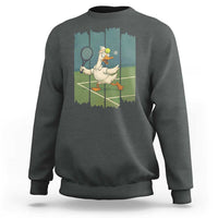 Silly Goose Playing Tennis Sweatshirt Funny Bird Getting Hit By Ball - Wonder Print Shop