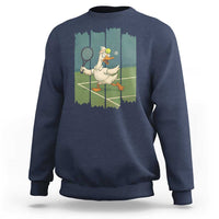 Silly Goose Playing Tennis Sweatshirt Funny Bird Getting Hit By Ball - Wonder Print Shop