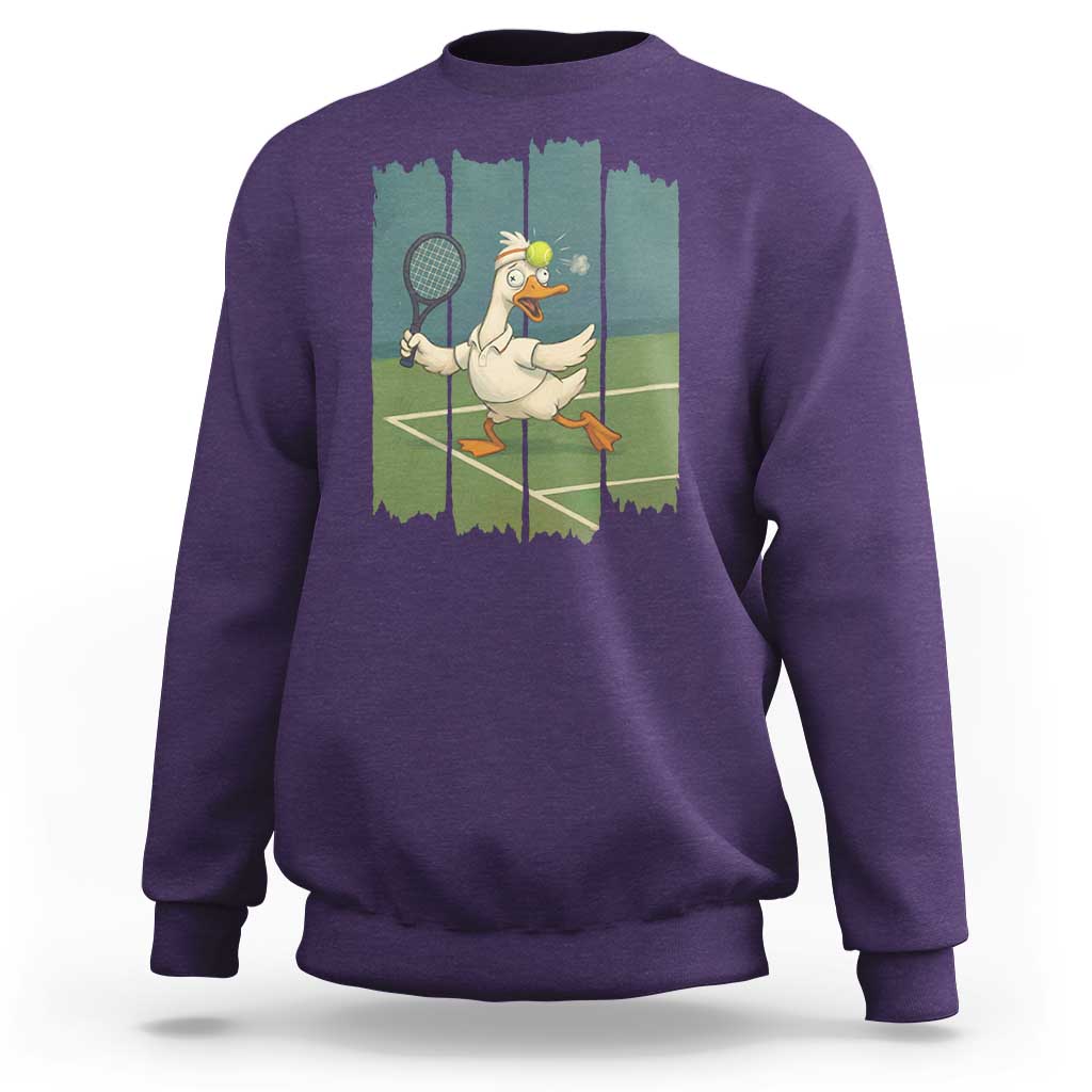 Silly Goose Playing Tennis Sweatshirt Funny Bird Getting Hit By Ball - Wonder Print Shop