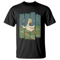 Silly Goose Playing Tennis T Shirt Funny Bird Getting Hit By Ball - Wonder Print Shop