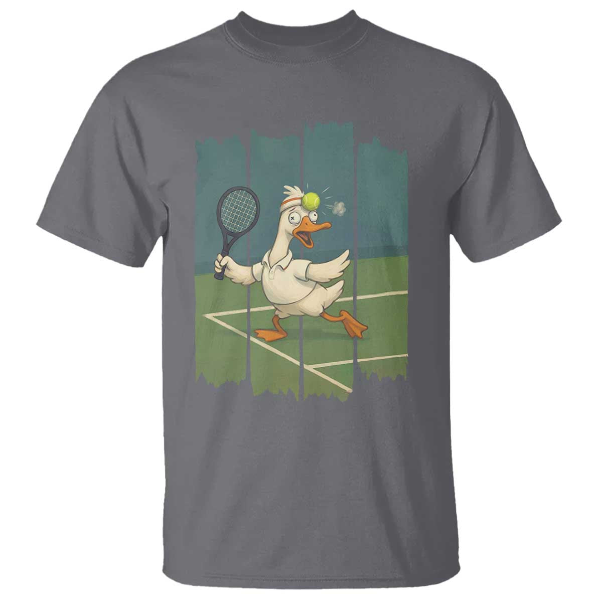 Silly Goose Playing Tennis T Shirt Funny Bird Getting Hit By Ball - Wonder Print Shop