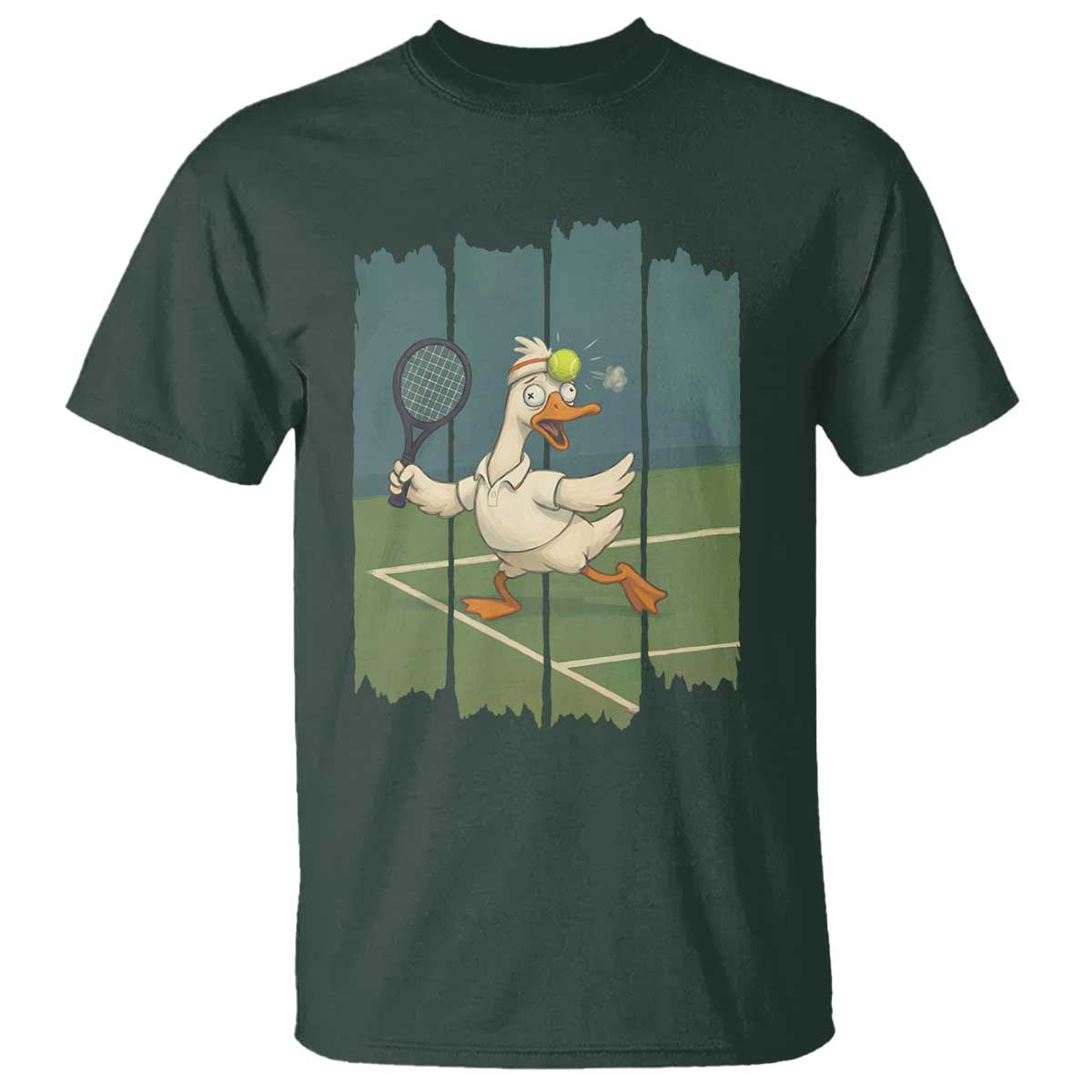 Silly Goose Playing Tennis T Shirt Funny Bird Getting Hit By Ball - Wonder Print Shop
